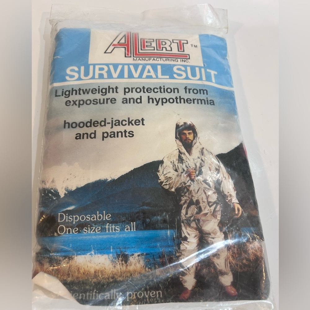 Vintage Alert Survival Suit 2 Piece Hooded Jacket Pants Camping Hiking Climbing